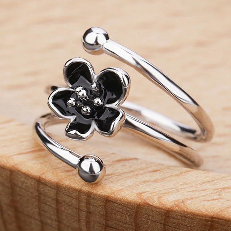 Женское открытое регулируемое кольцо с металлическим цветком оптом|Кольца| |