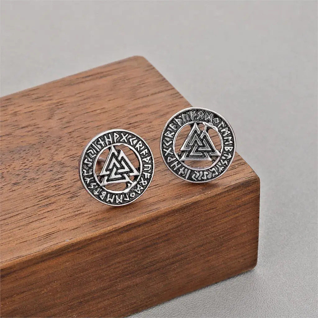 Серьги-гвоздики викингов Valknut руны символ Одина полые круглые славянские Ретро