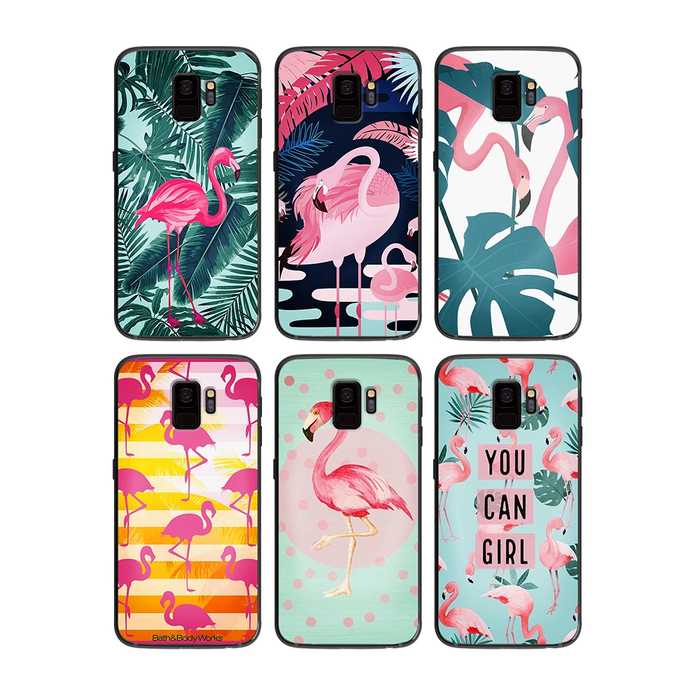 Розовый сексуальный мягкий чехол для телефона с фламинго Samsung Galaxy S6 S7 S8 S9 S10e Plus Note 8