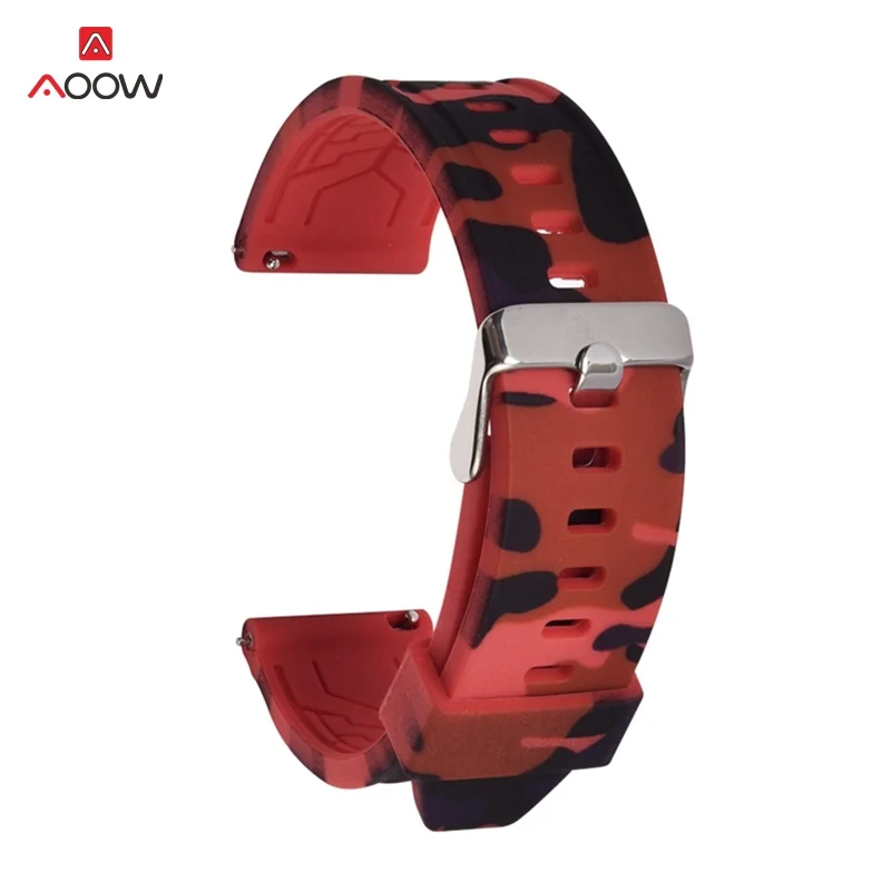 AOOW силиконовый ремешок для наручных часов samsung Шестерни S2 S3 Huami Amazfit камуфляж резиновая заменить браслетный ремешок для часов быстродействующий контакт