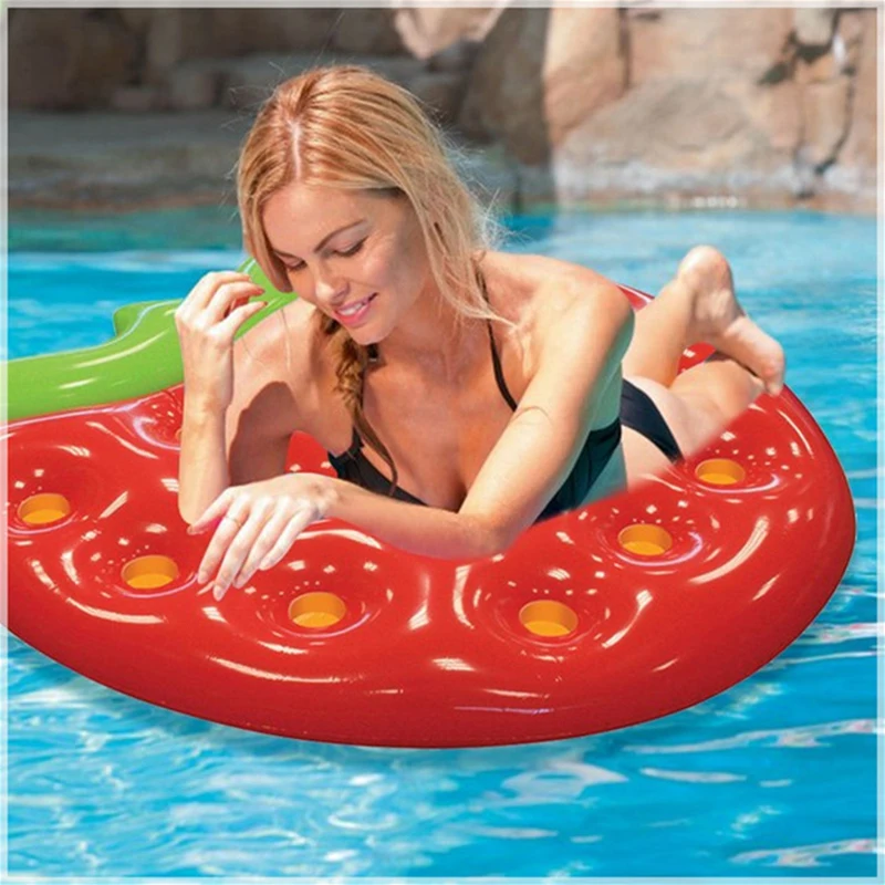 160 см гигантская Клубника Фрукты плавательный Пончик Бассейн Поплавок с 16