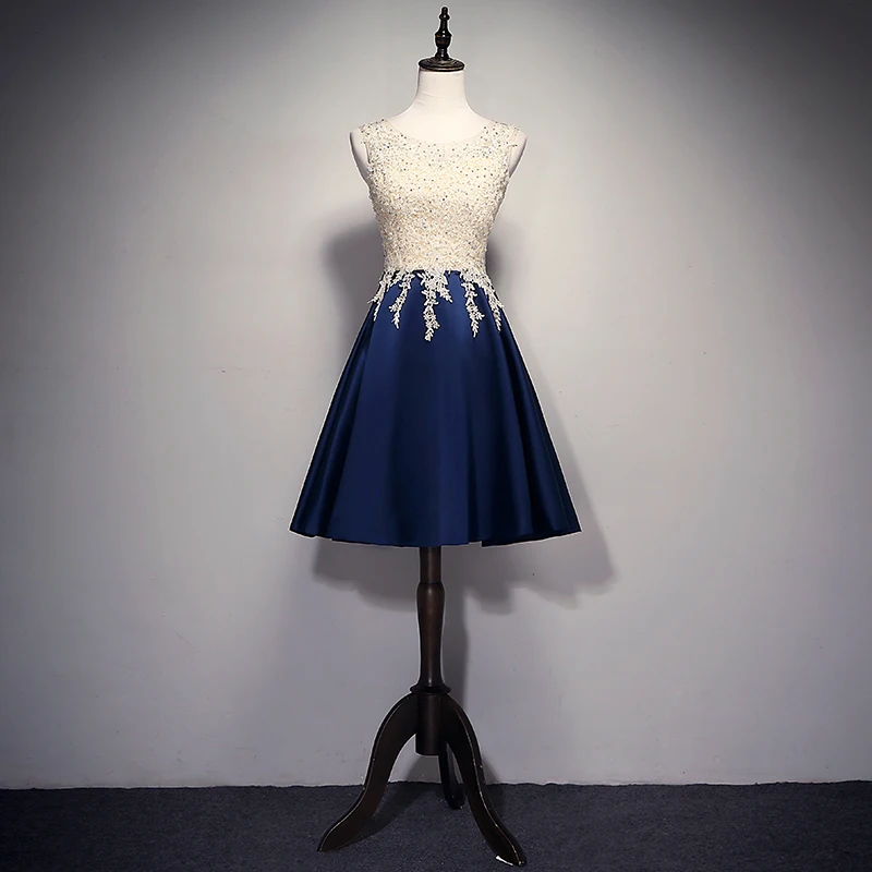 Short-Blue SOCCI выходные длинные элегантные вечерние платья бордовый без рукавов, кружевное, с аппликацией с украшением в виде кристаллов модельные Для женщин Банкетный Выходные туфли на выпускной бал - Цвет: Short-Blue