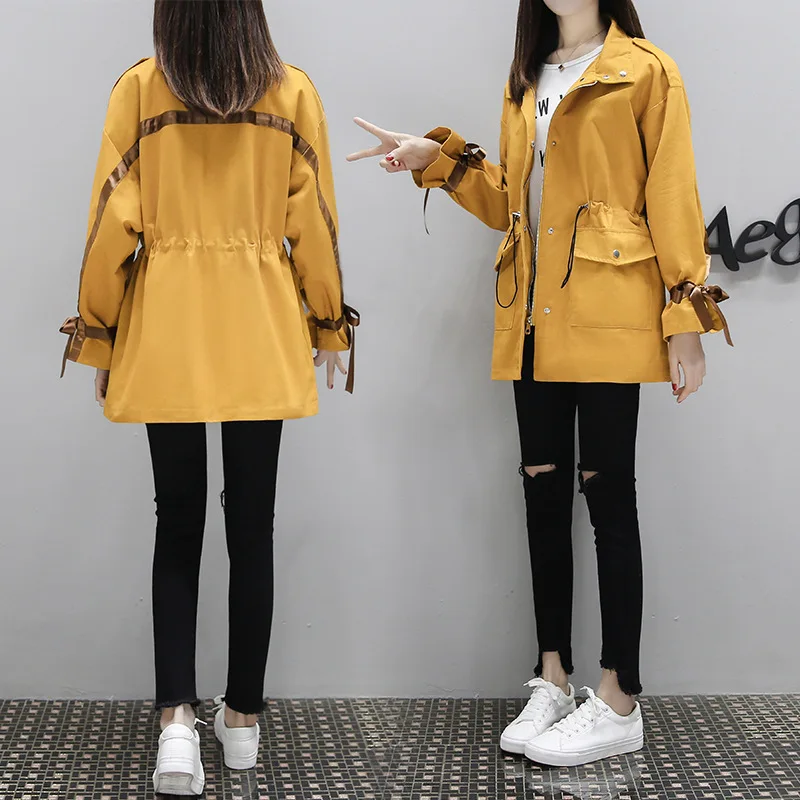 Тренч Женский свободный большого размера ветровка в Корейском стиле для