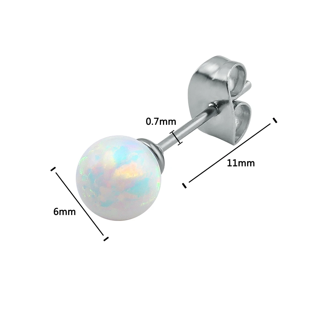 Женские серьги-гвоздики с белым огненным опалом серебряного цвета | Украшения и