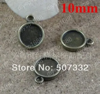 

Free Shipping alloy bead Antique Bronze 13MM,Inside size:10MM Cameo settings 200PCS for Vintage Charms & Pendants making JJA3021