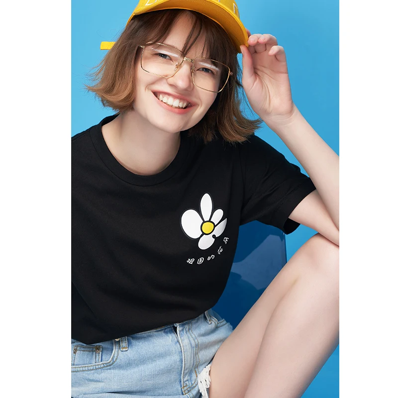 Toyouth новые летние шею печать свободные хлопковые футболка с короткими рукавами женский элегантный дизайн