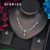 hibride elegant women jewelry sets small flower shape necklace and earrin necklace set wedding party gift n 662