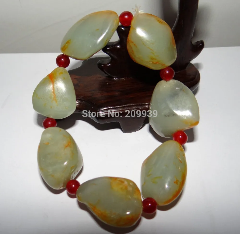 N690 китайская природа Хэтянь нефритовый сырой нефрит мужские бусы hot7) Браслеты |