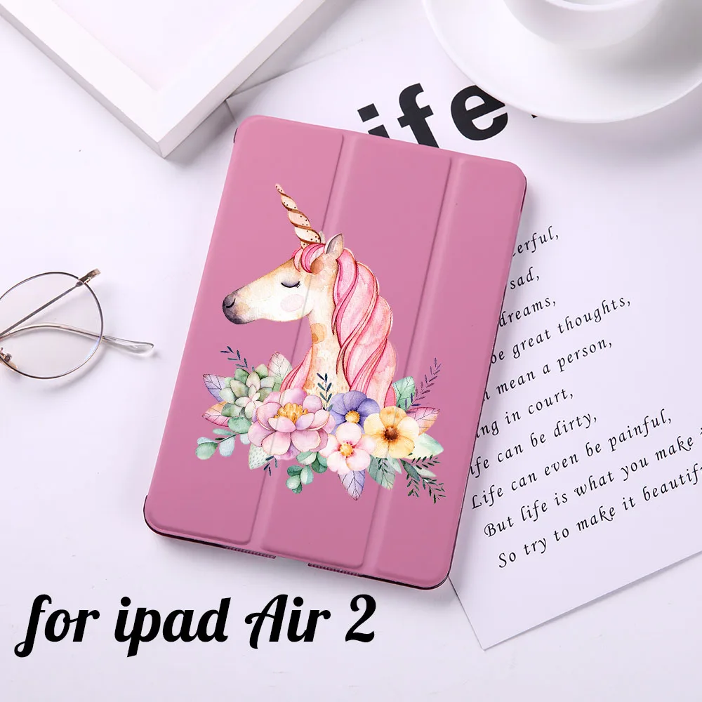 B200182-air2 Магнитный откидной Чехол с изображением милого единорога кота для Apple iPad 9,", Чехол для iPad Air 2 из искусственной кожи, складной чехол-книжка для планшета - Цвет: B200182-air2