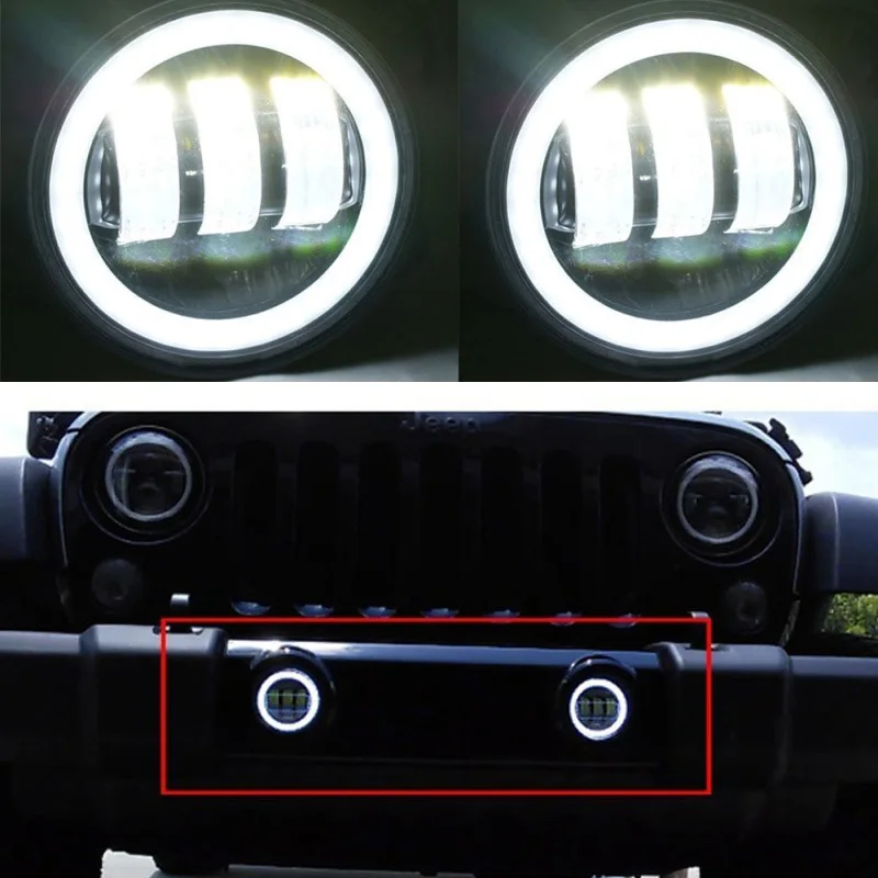 Светодиодсветильник противотуманные фары 4 дюйма 6000 К для Jeep Wrangler JK Dodge Charger Magnum