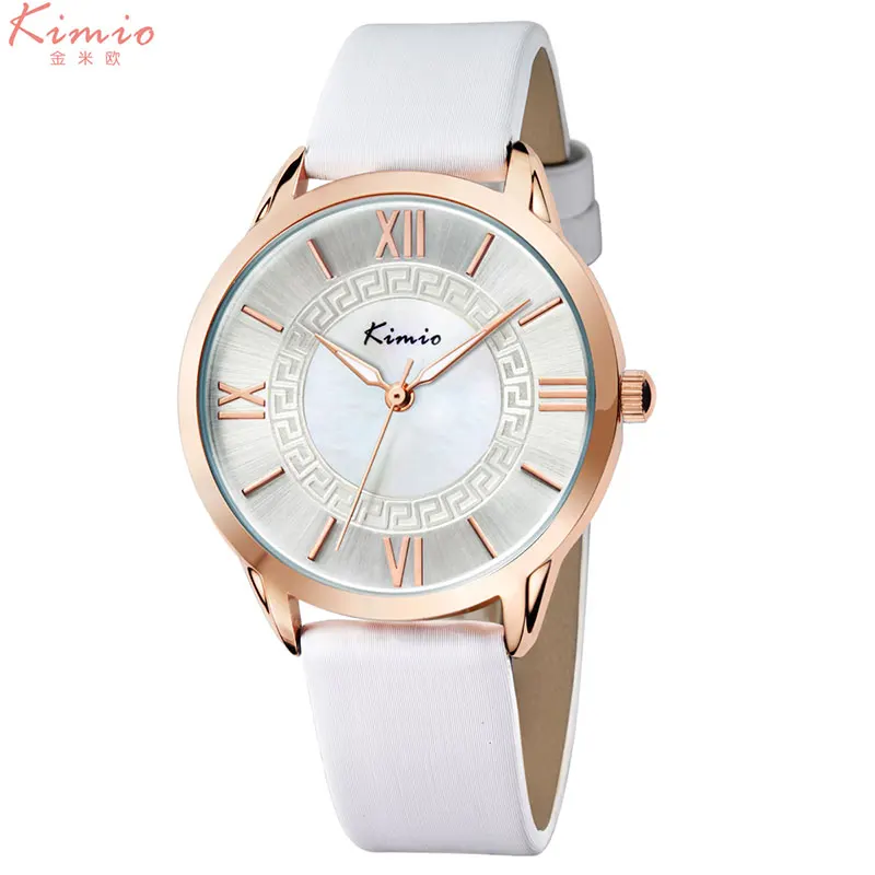 KIMIO женские кварцевые часы кожаные платья Смотреть дизайн моды дамы наручные