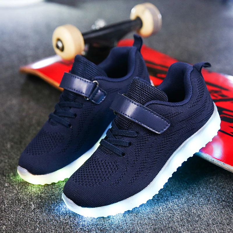 2018 Autumn Children Led Shoes Breathable Fashion Light Up Sneakers with USB Charging Boys/girls Casual Luminous Kids | Детская одежда