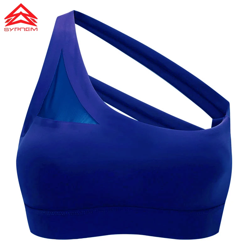 

SYPREM Sports Bra Oblique One Shoulder Strap women girls running bra gyms work out Hollow out BacK fitness bra,1FT0017