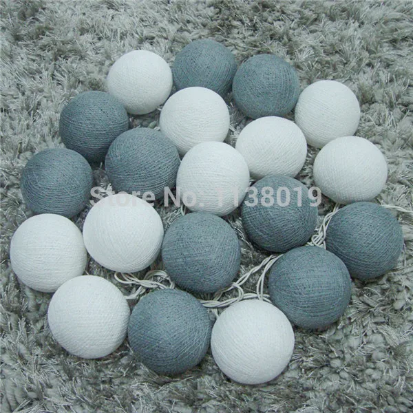 20 штук Цвет серый белый смешанные ватные шарики гирлянды светильник Фея вечерние