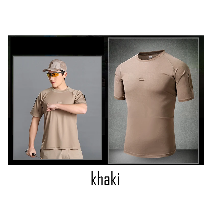 khaki Merdouk Для мужчин быстросохнущая футболка с круглым вырезом футболки тактическая группировка сухопутных сил дышащая короткий рукав - Цвет: khaki