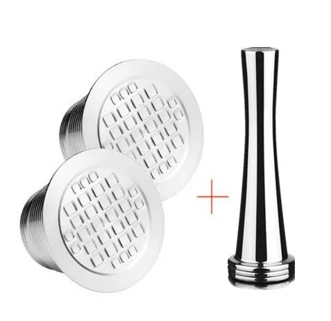 2 capsule 1tamper ICafilas, металлическая, многоразовая, многоразовая, кофейная капсула Nespresso, ложка с зажимами для капсул Nespresso - Цвет: 2 capsule 1tamper