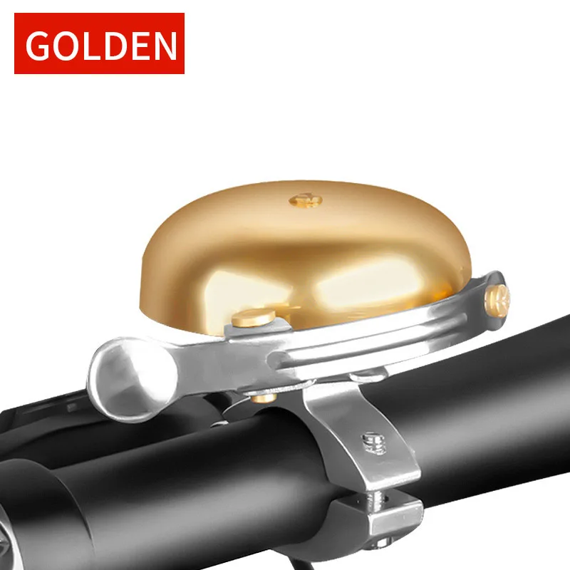 golden Винтажные классические велосипедные колокольчики, медный алюминиевый сплав, велосипедный руль, звонок, кольцо, громкий звук, рупор, компас, Предупреждение льная сигнализация безопасности RR7053 - Цвет: golden