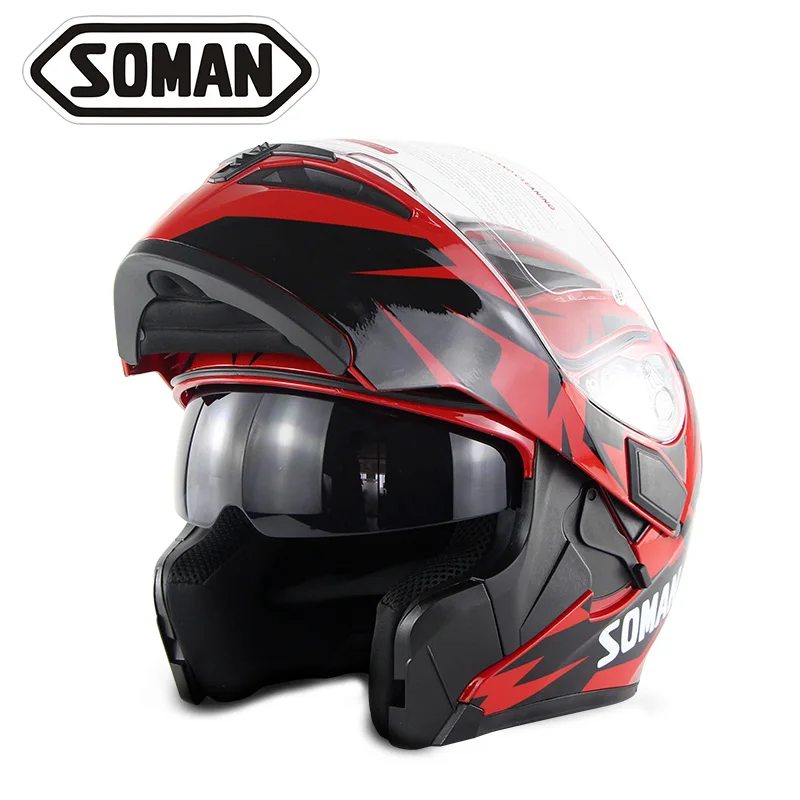 Новое прибытие точка утверждения Soman 955 SkyEye Улица мотоцикл двойные линзы шлемы