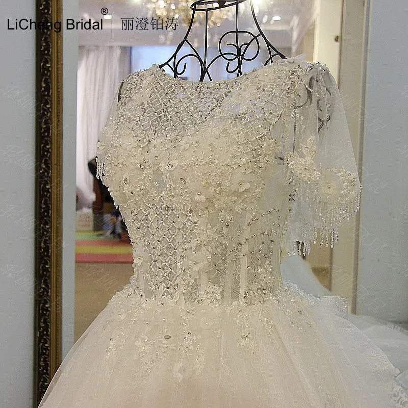 Роскошные свадебные платья украшения цветок Бисероплетение Собор Поезд