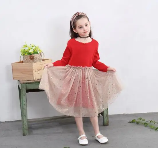 Весеннее платье в британском стиле для девочек хлопковое принцессы с длинными