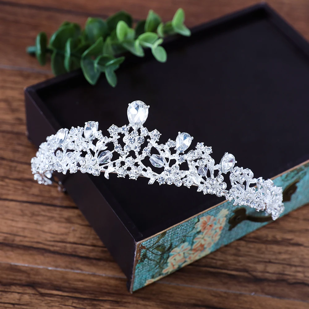 Модные свадебные ювелирные наборы со стразами 3 шт./компл. ожерелье серьги тиара