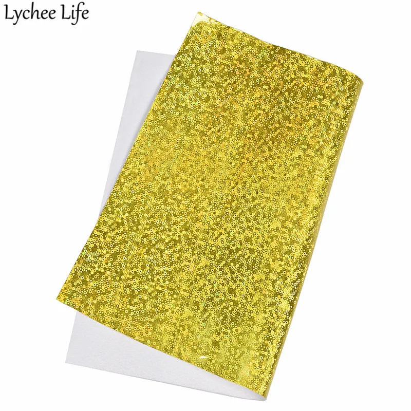 Lychee Life A4 голографическая Синтетическая кожаная ткань цветная искусственная ткань DIY Ручная работа швейная одежда аксессуары