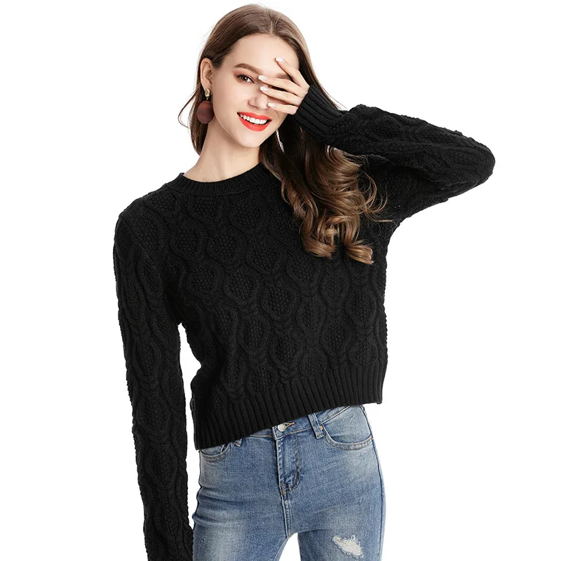 Autumn winter 2018 solid color hot sale o neck long sleeve knitting pullover keep warm sweater women plus size tops | Женская одежда