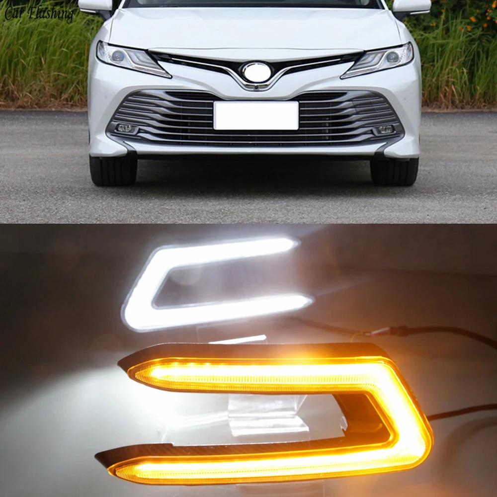 Автомобильная проблесковая 2 шт. светодиодный DRL Дневной светильник для Toyota Camry 2018