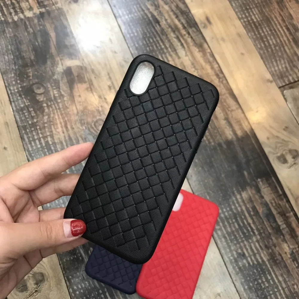 Vintage Woven Square Plaid Cases for iPhone 8 7 6 6S Plus Etui Soft Silicon Hoesjes X XS Max XR Capa Para Case | Мобильные телефоны