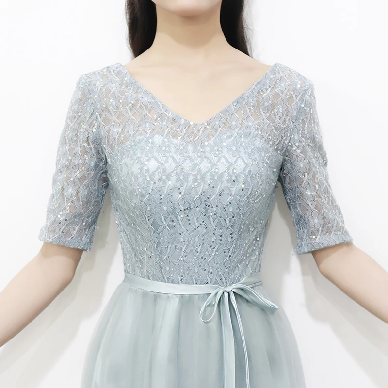 Платья подружки невесты серого цвета с коротким рукавом платья для свадебной