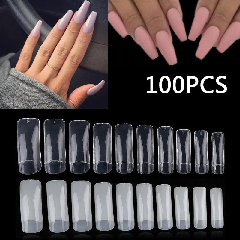 100 шт./компл. накладные ногти прозрачные/натуральные половинки покрытия для