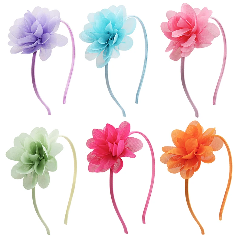 

Candygirl ручная работа, мягкая Цветочная повязка на голову для девочек, 6 цветов, шифоновая Цветочная атласная лента для волос, аксессуары для в...