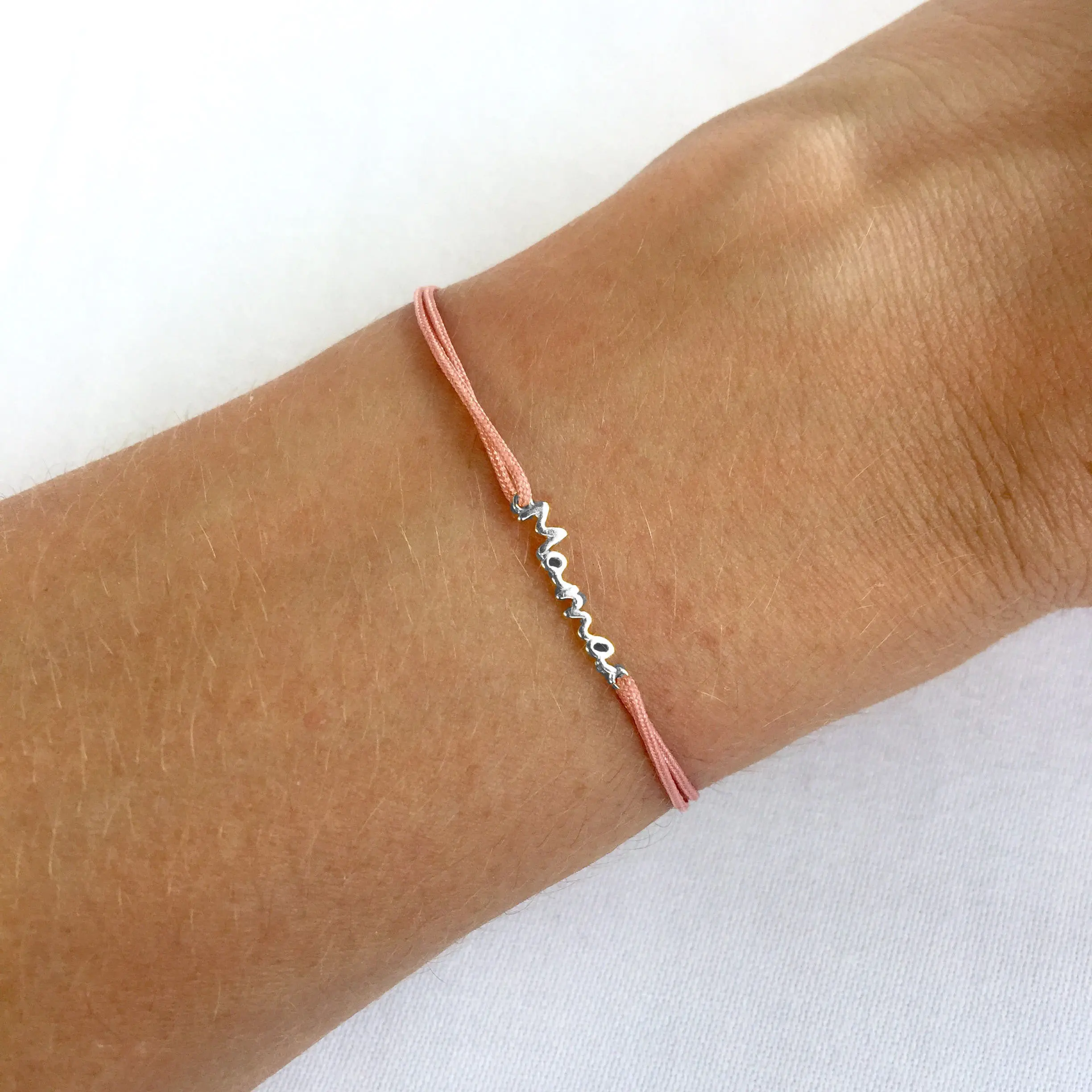 100% Настоящее серебро 925 пробы название подвеска с надписью мама браслет веревка