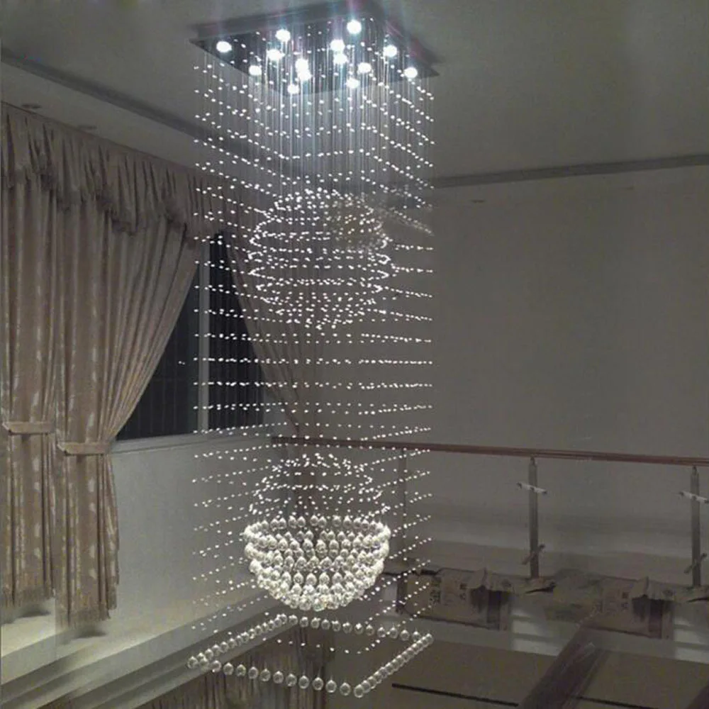 Современный минималистичный квадратный гостиной люстры дуплекс лестницы