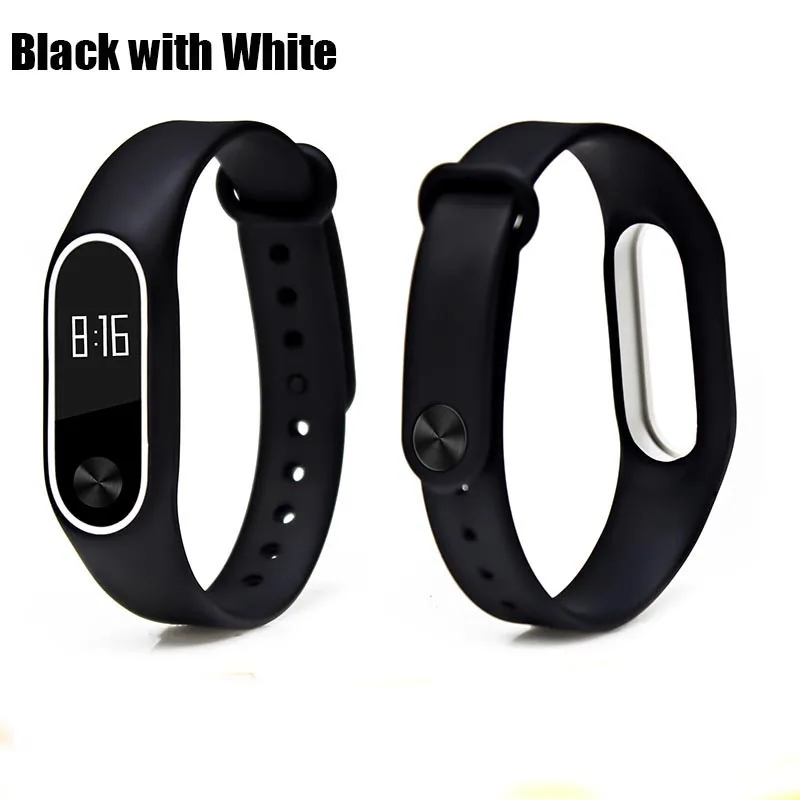 Цветной браслет mi Band 2, силиконовый ремешок, двойной цветной сменный ремешок для часов, ремешок для Xiaomi mi, 2 браслета - Цвет: Black white