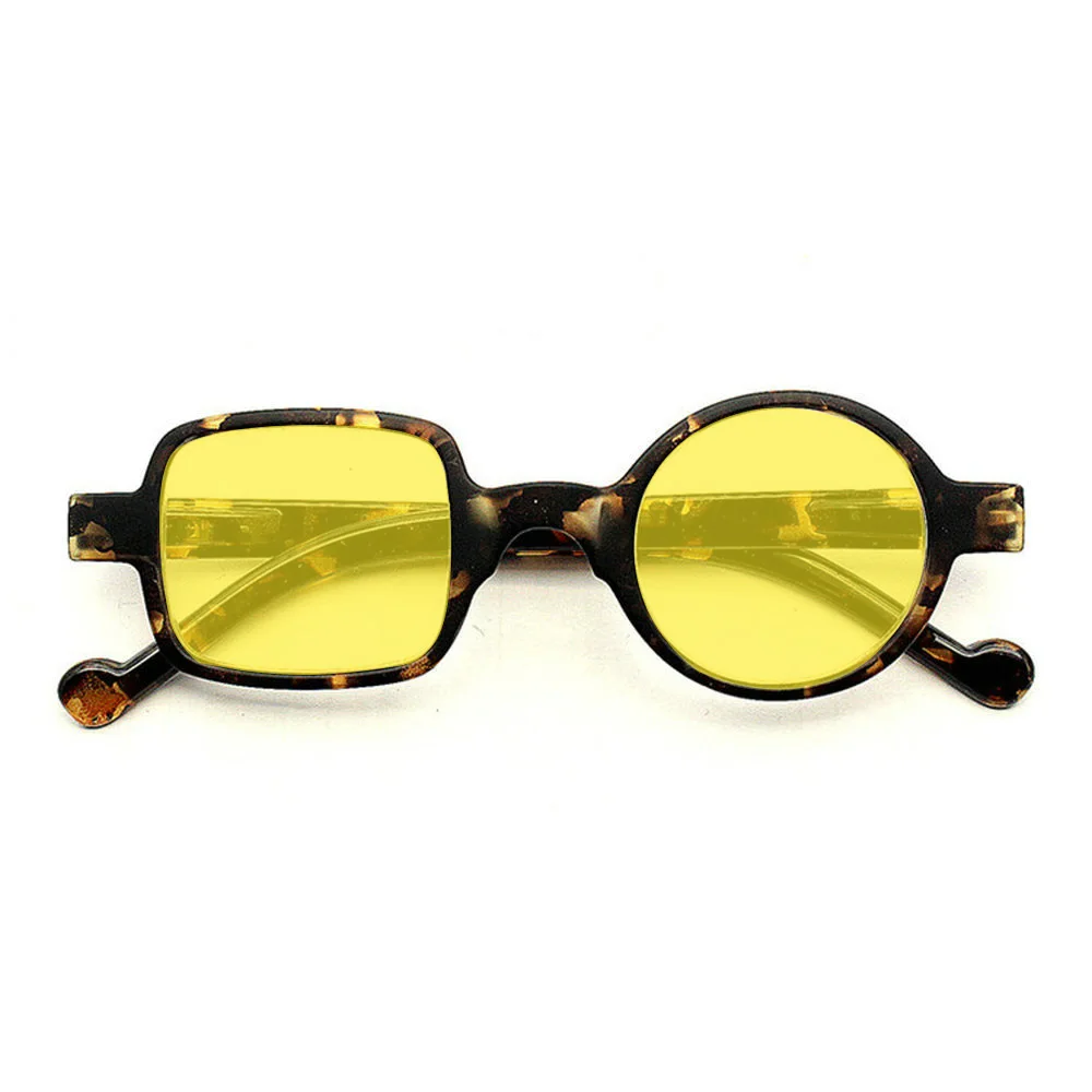 leopard yellow MINCL/ хип-хоп ретро маленькие круглые солнцезащитные очки для женщин, модные, в стиле рок, панк, мужские солнцезащитные очки с уникальной оправой на заказ UV400 NX - Цвет линз: leopard yellow