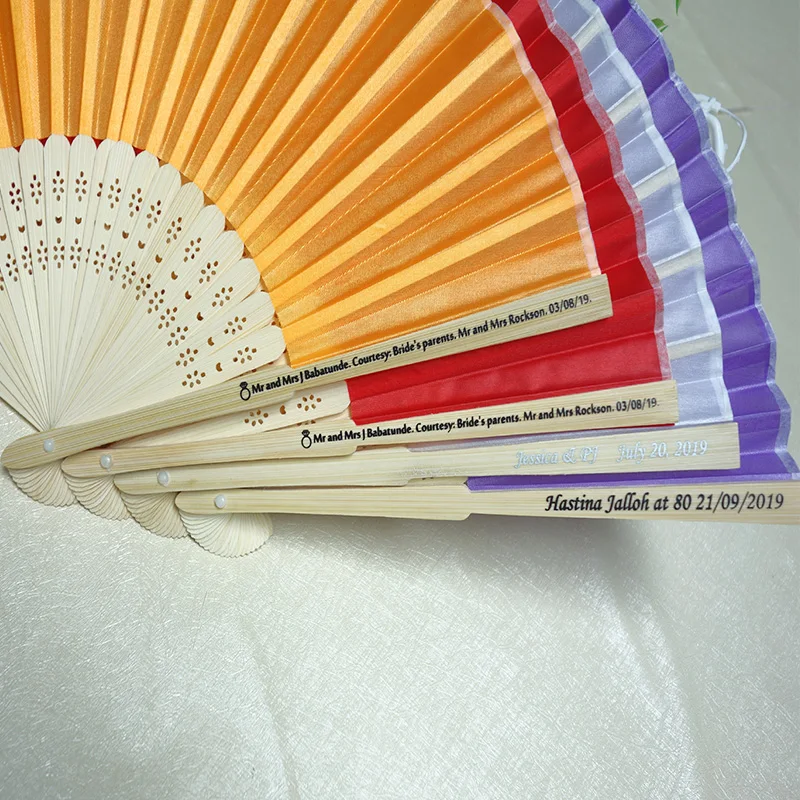 100 шт. персонализированный роскошный Шелковый веер в элегантной подарочной