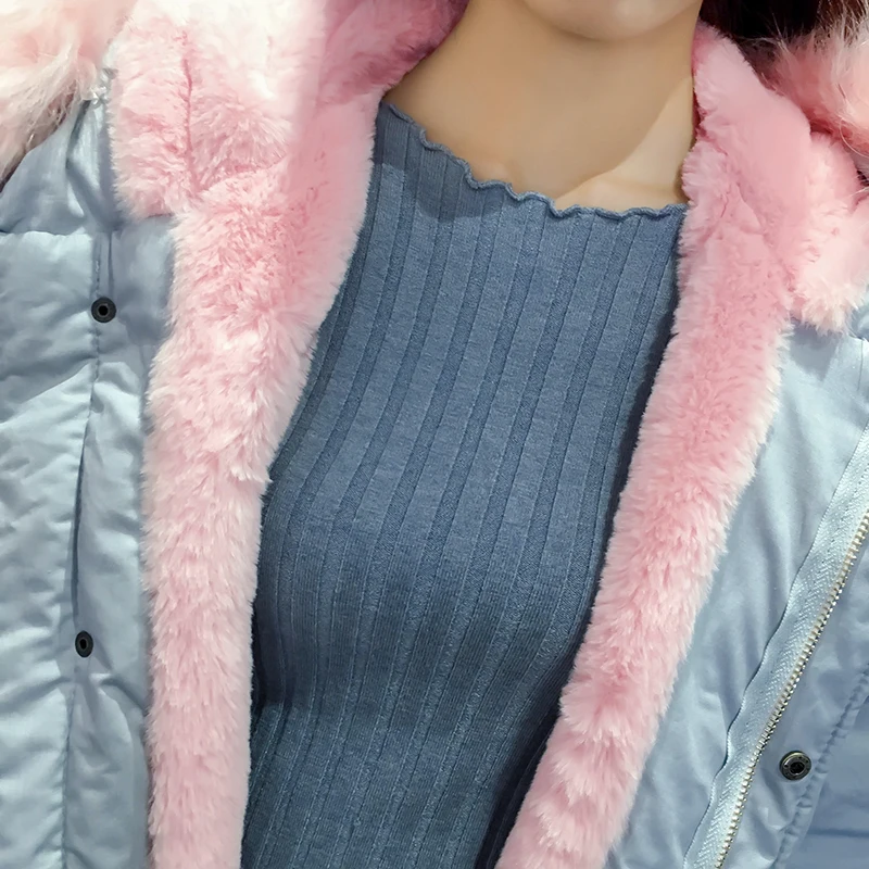 

Warm Faux Fur Hooded Jacket Coat Winter Nice Women Long Fur Coat Fashion Designer Light Blue Autumn Parkas Outwear Jacket