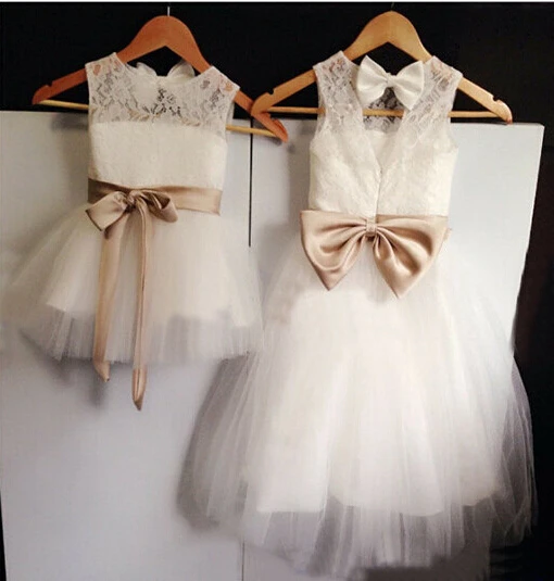 

2018 New Backless Flower Girl Dress with Bow Wedding Party Dress Pageant Dress for Little Girls Kids/Children dress for Wedding
