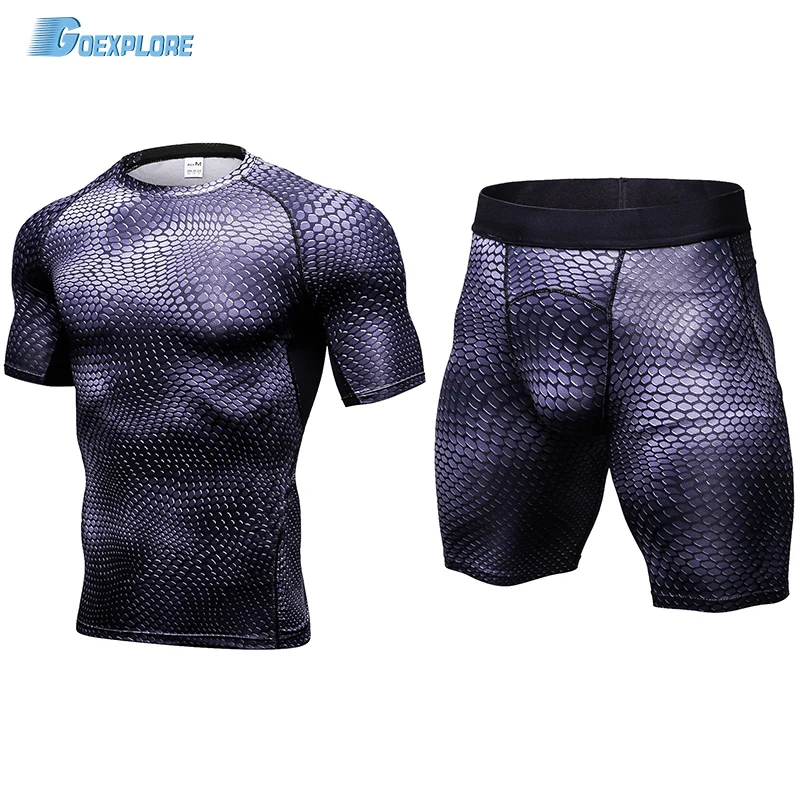 Мужские комплекты для бега Goexplore короткие и компрессионные колготки нижнее белье