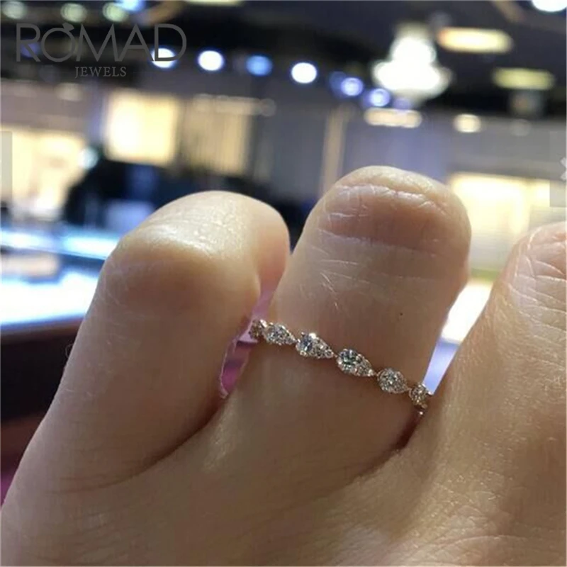 Romad прозрачное кольцо из кубического циркона, золотистого цвета, модное хрустальное свадебное украшение, помолвочное кольцо, небольшое для женщин, R4 on.