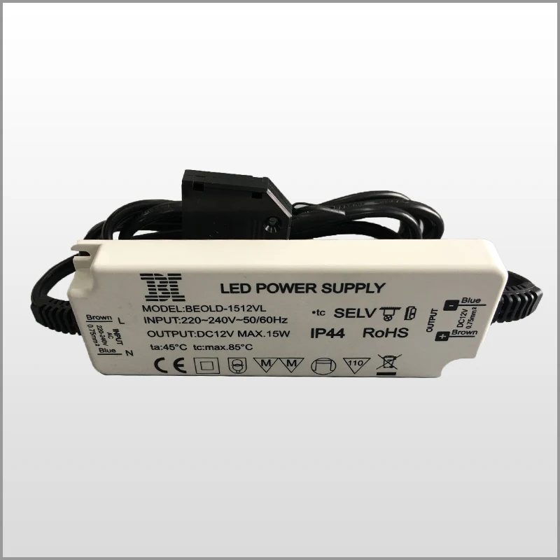 HoneyFly Водонепроницаемый супер тонкий светодиодный драйвер Питание 15W 12V постоянного Напряжение трансформатор для светодиодный лампы полосы