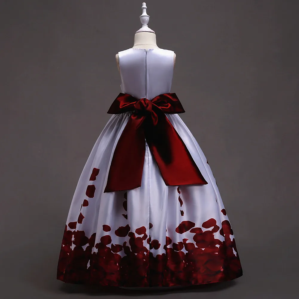 Summer Children Clothing Teen Dress Green Burgundy Blue and White Girls Petal Dresses Formal for 5 To 14 Years | Детская одежда и