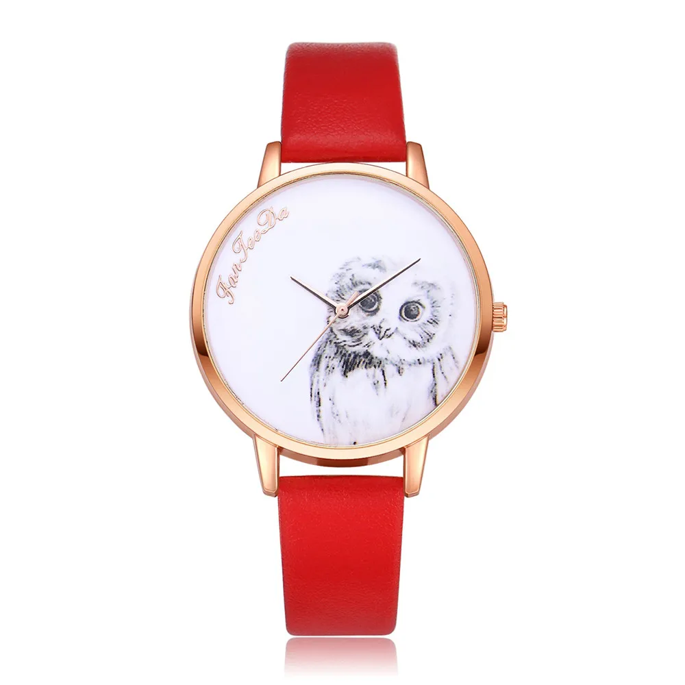 Мультяшные часы сова модные простые черные женские наручные повседневные