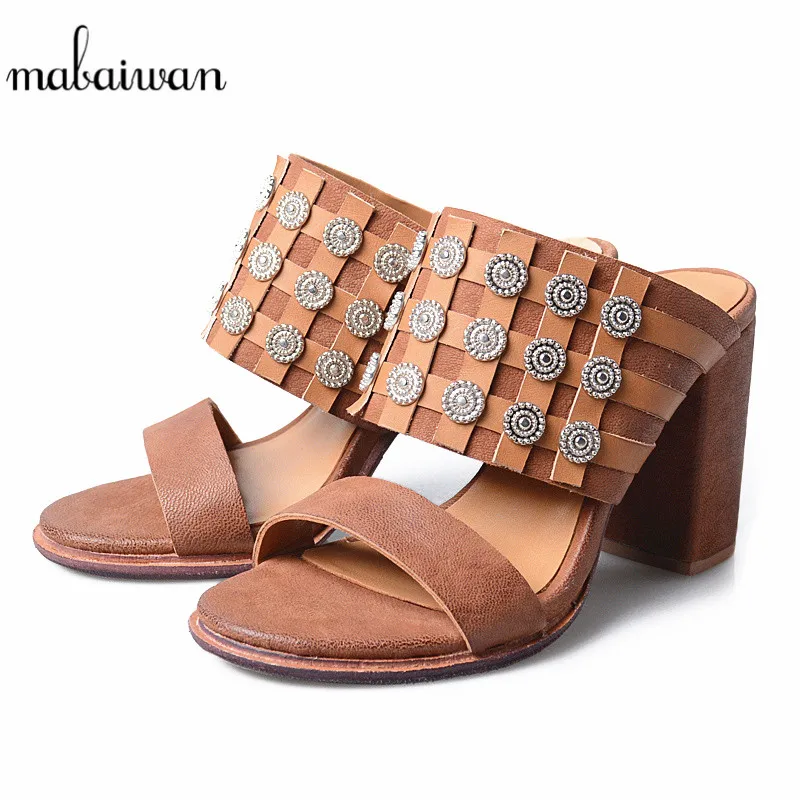 

Mabaiwan/Женская обувь; Летние вьетнамки; босоножки из натуральной кожи; шлепанцы на высоком каблуке; Повседневная обувь; женские туфли-гладиат...