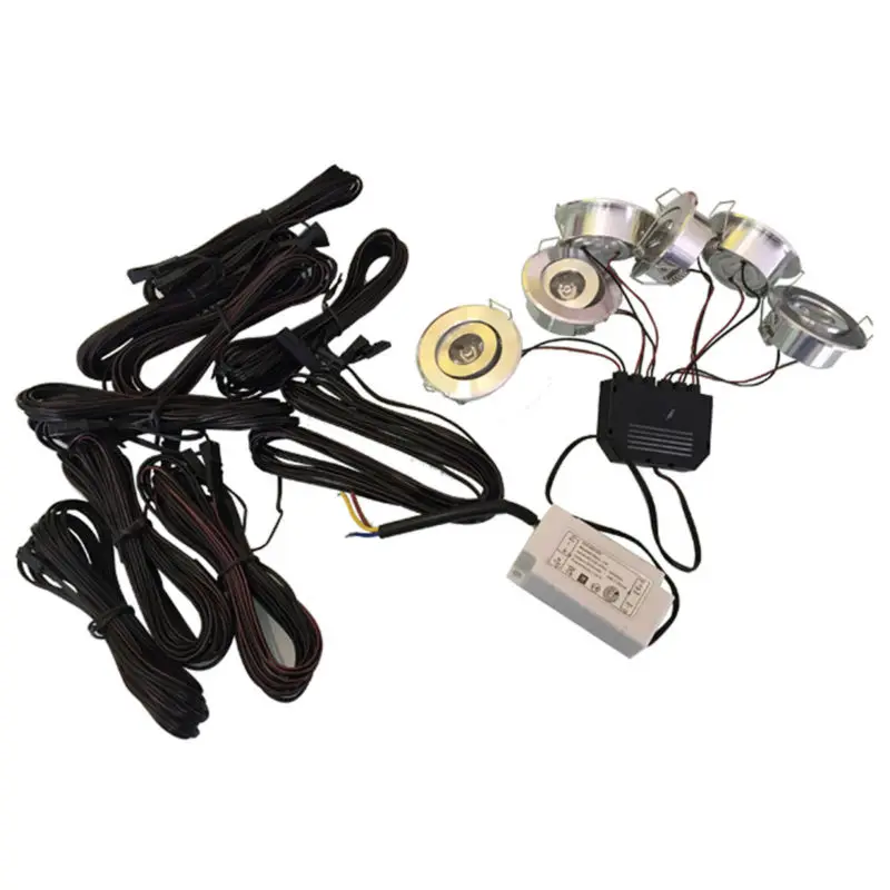 1 set 6pcs 1w 3w led home kitchen mini led under cabinet lighting 6w 660lm 1pcs 6 way coupling 1 power 6pcs 4m extention cable free global shipping