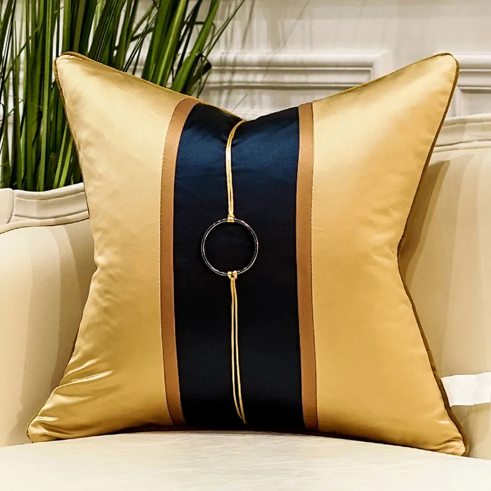 Avigers Luxury Patchwork Modern Cushion Covers with Tassels Throw Pillow Cases Home Decorative Pillowcases 45 x 45 50 x 50 - Color: B