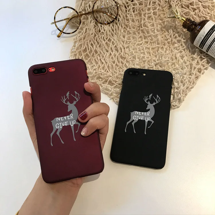 Чехол для телефона с рождественским оленем iPhone 7 Puls 6 6S 8 чехлы надписью жесткий