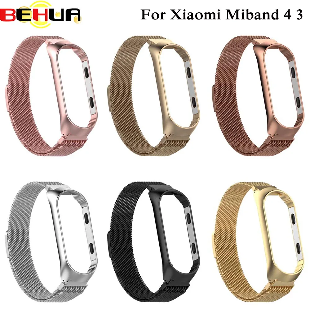 Ремешок для часов Xiaomi mi Band 4 3 Band с пленкой чехол mi lanese Loop браслет из нержавеющей стали сменный ремешок аксессуары