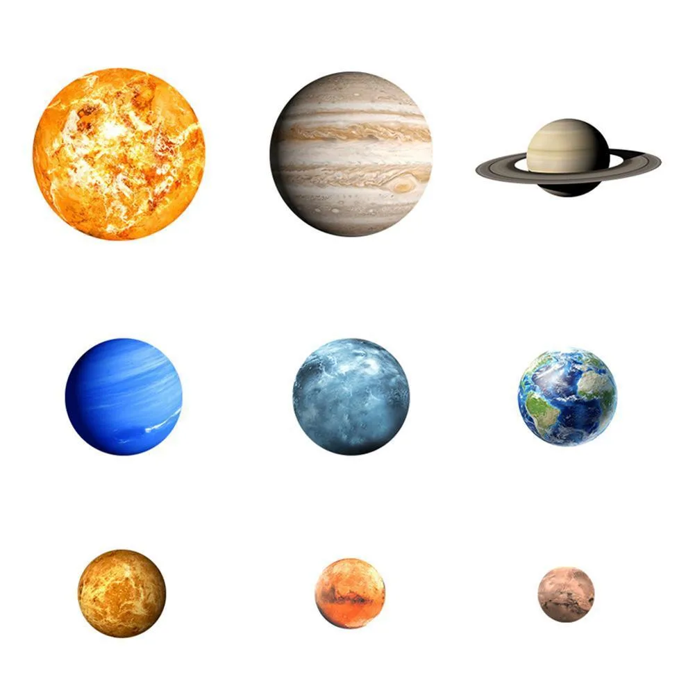 Glow In The Dark 30cm Round Planets Star PVC Stickers for Kids Room Living Bedroom Luminous Wall Decals Home Decor# | Дом и сад